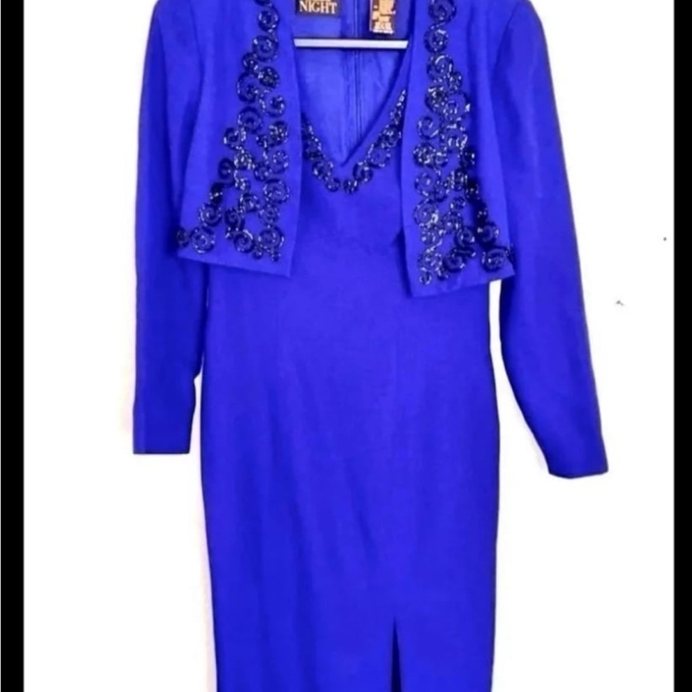Stunning Royal Blue Embellished Liz Claiborne Night Formal Gown size 8